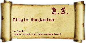 Mityin Benjamina névjegykártya
